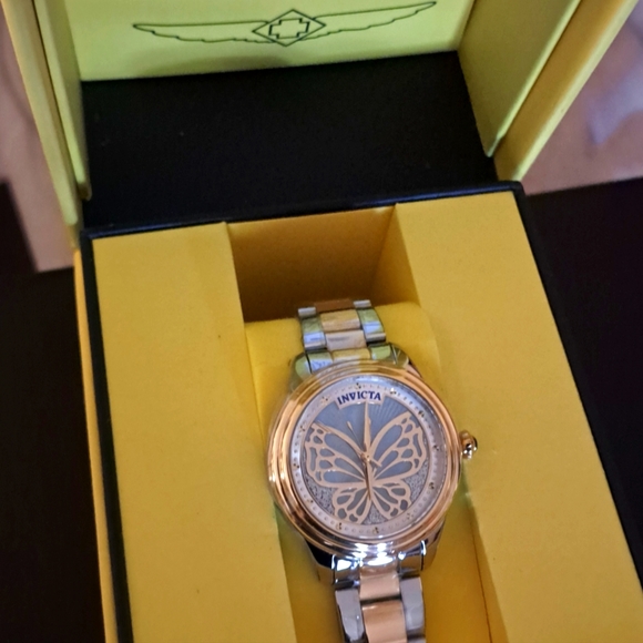 Silver & Gold Tone Mother of Pearl Invicta Wildflower Collection Watch - Picture 2 of 2